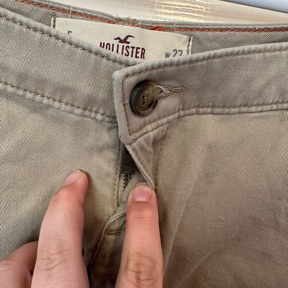 Hollister Y2K Style Micro Mini Low Rise Khaki Shorts Size 27 (5) Booty Preppy - Picture 4 of 7